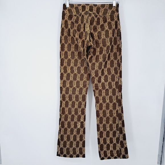 Ohm Brown Taupe Embroidered Boho Wide Straight Leg Trouser Pants‎ - Picture 4 of 8